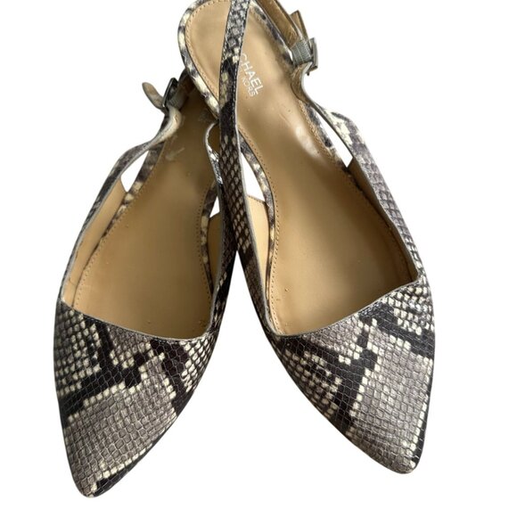 MICHAEL KORS Snake Print Leather Flat Slingbacks Size 9.5 - Picture 4 of 9